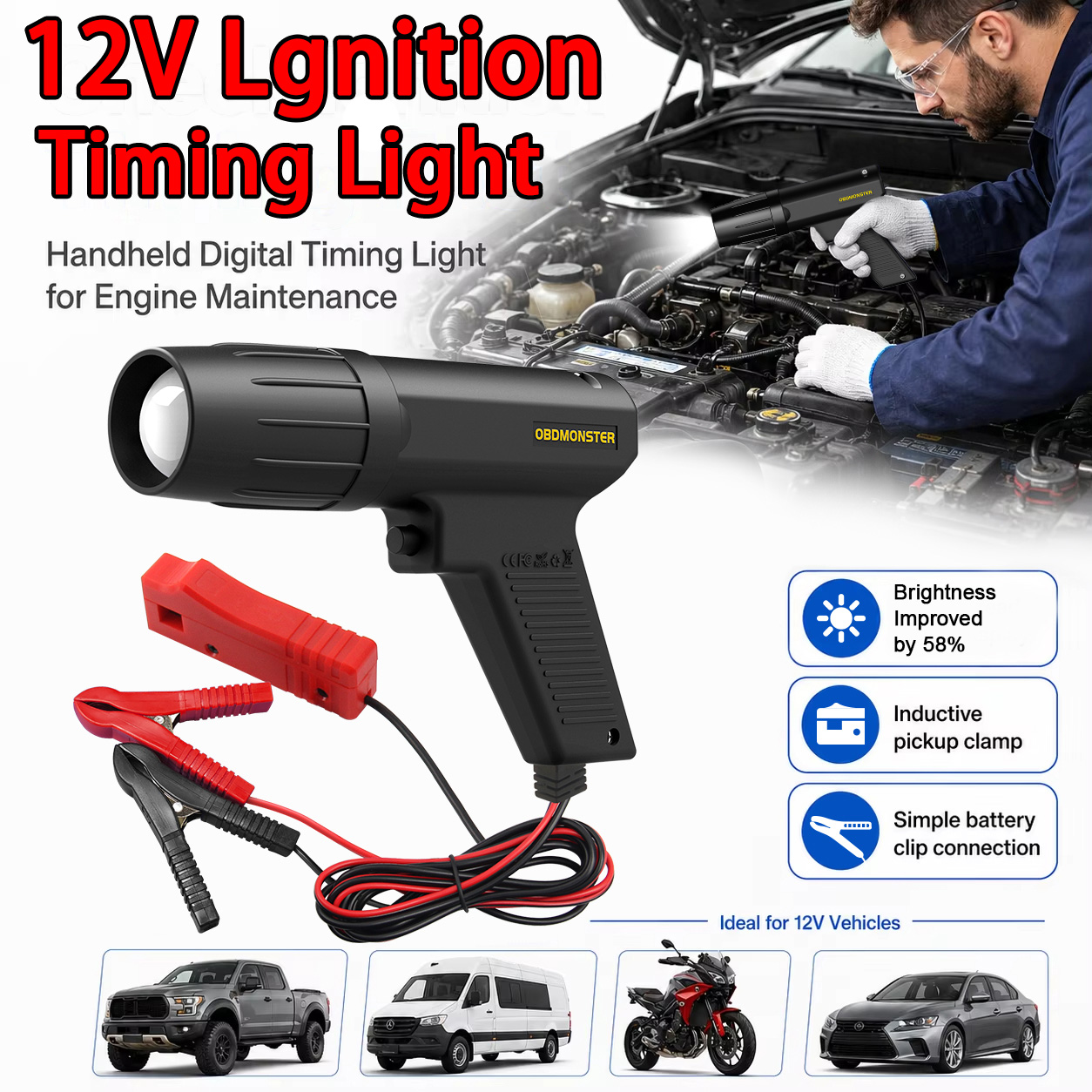 12V Inductive Ignition Timing  - Timing Light Gun ulasan dan harga